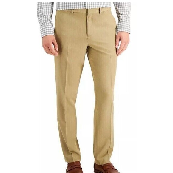 Perry Ellis Men's Beige Modern-Fit Stretch Solid Dress Pants Size 33W 30L - Picture 1 of 8